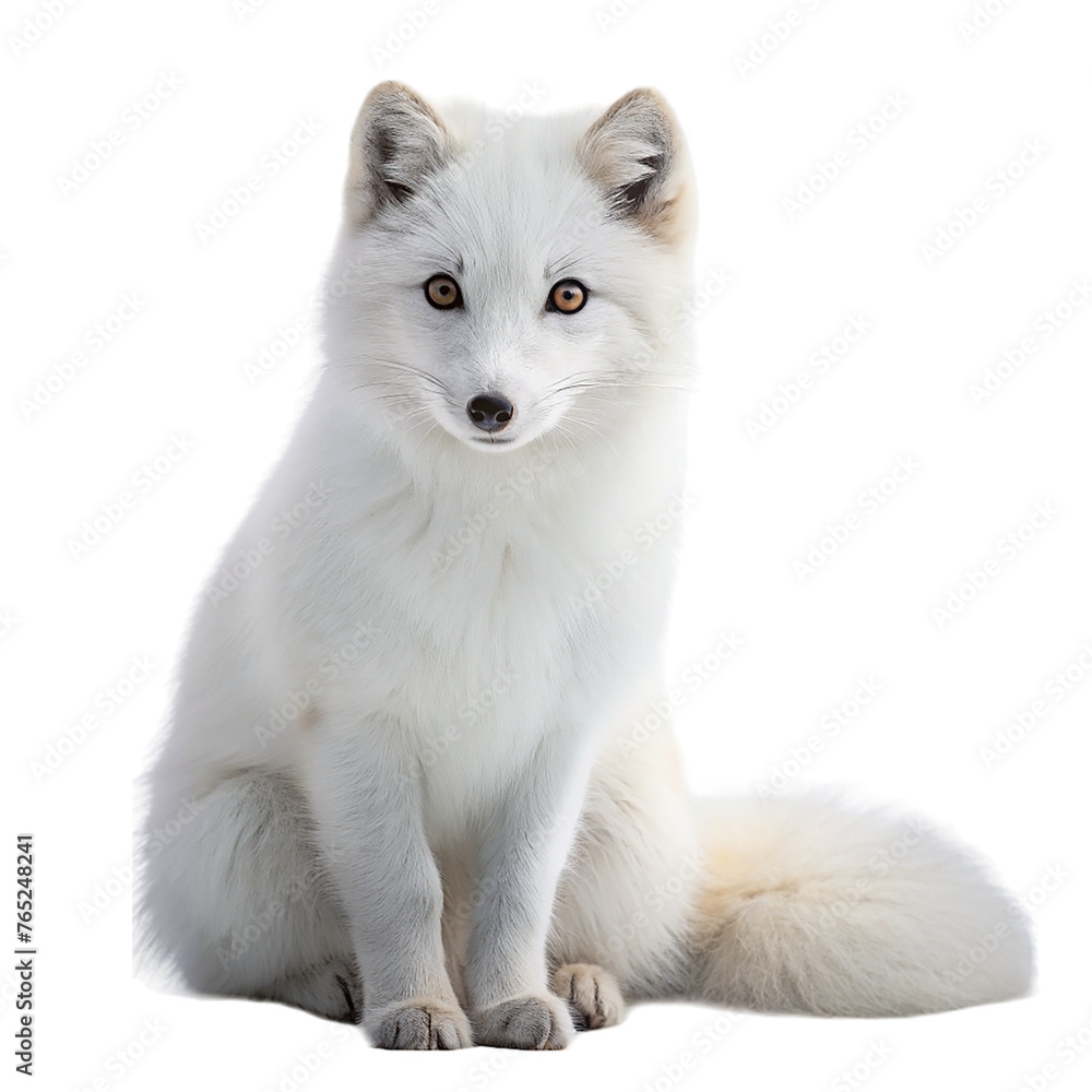 White fox on a transparent background. Isolated on a transparent background.