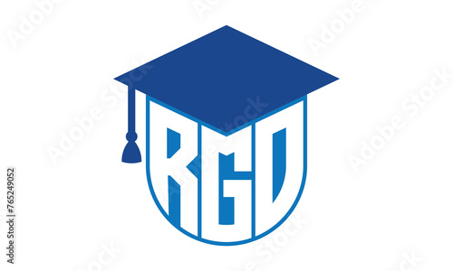 RGO initial letter academic logo design vector template. school college logo, university logo, graduation cap logo, institute logo, educational logo, library logo, teaching logo, book shop, varsity photo