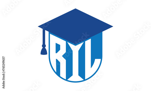 RIL initial letter academic logo design vector template. school college logo, university logo, graduation cap logo, institute logo, educational logo, library logo, teaching logo, book shop, varsity photo