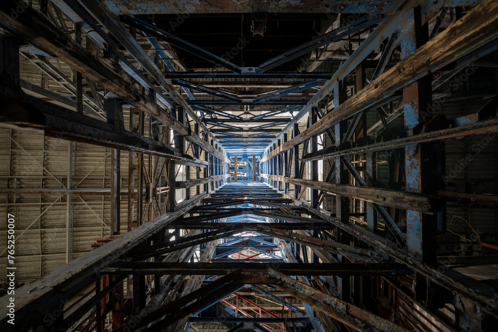 Old historic industrial abandoned coal mine in Silesia, Poland, Europe