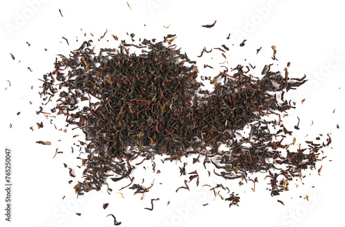 Pile dry black tea isolated on white, top view © dule964