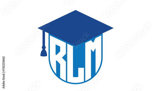 RLM initial letter academic logo design vector template. school college logo, university logo, graduation cap logo, institute logo, educational logo, library logo, teaching logo, book shop, varsity photo