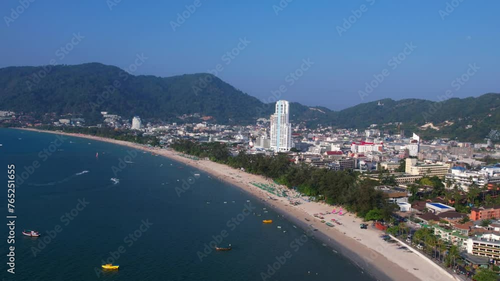 Evening Patong on Phuket island. Top view, aerial video filming. Evening Patong on Phuket island. Top view, aerial video filming.