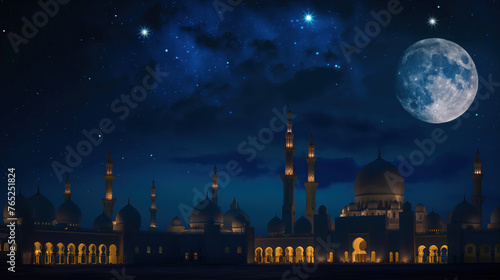 ramadhan night view of the mosque © duasembilan