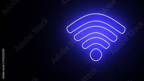 Wi Fi symbol, wireless networking digital high tech innovation concept, free internet and black background. Wireless and wifi icon or sign for remote internet access. signal symbol.