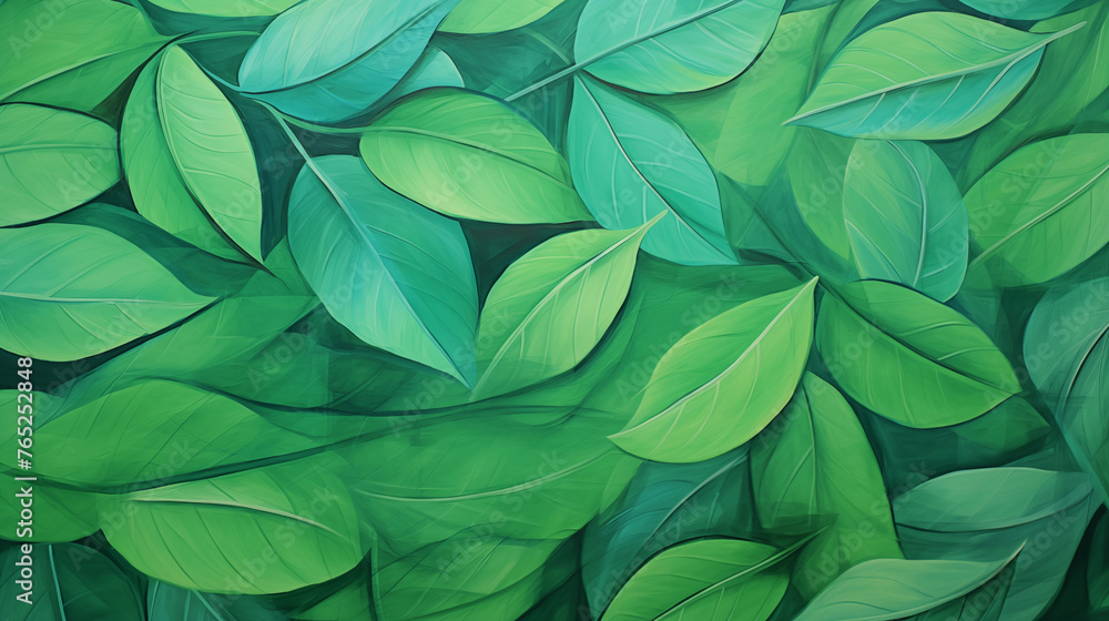 Illustration à la peinture d'un fond de feuilles vertes. Nature, plante, peindre, art. Pour conception et création graphique. Illustration à la peinture d'un fond de feuilles vertes. Nature, plante, peindre, art. Pour conception et création graphique.