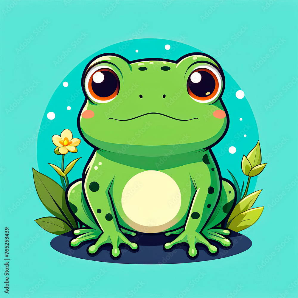 Cute little cartoon frog illustration, icon or logo Cute little cartoon frog illustration, icon or logo
