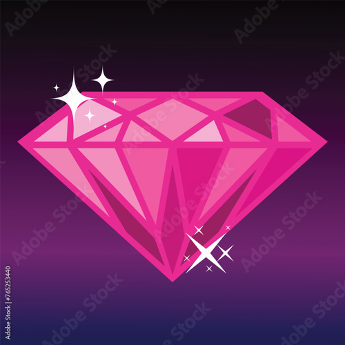 shining luxury pink diamond vector illustration