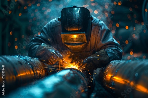 Proficient welder executing pipe welding job with proficiency.