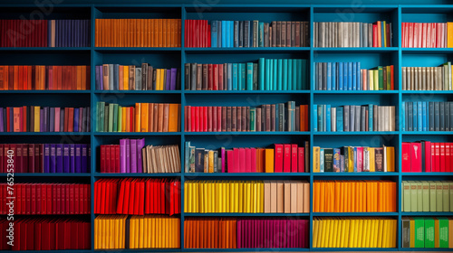 Rainbow Bookshelf in Library