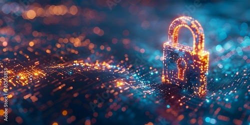 Securing Business Data in the AI Era: Utilizing a Cybersecurity Network to Protect Digital Frontiers. Concept Cybersecurity, Data Protection, AI Technology, Business Security, Digital Frontiers photo