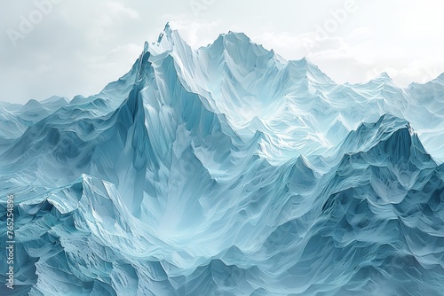A mountain landscape where the peaks fold into each other like paper concept of a living photo