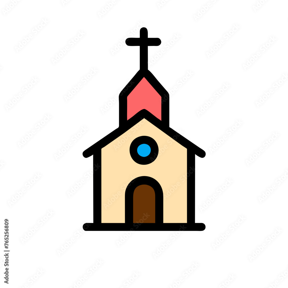Colorful Church logo. Religion, faith, belief icon and symbol. Vector illustration Colorful Church logo. Religion, faith, belief icon and symbol. Vector illustration