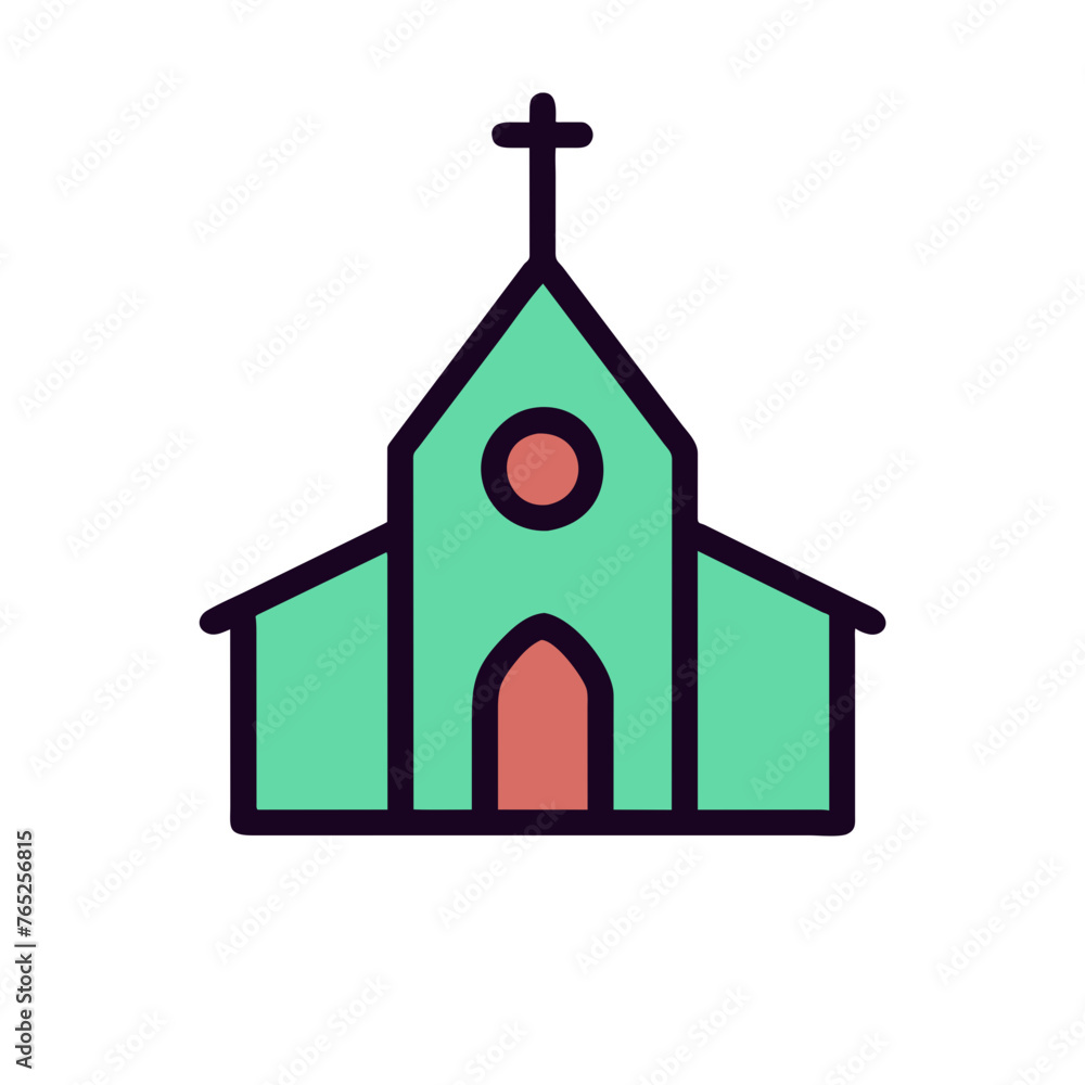 Colorful Church logo. Religion, faith, belief icon and symbol. Vector illustration Colorful Church logo. Religion, faith, belief icon and symbol. Vector illustration