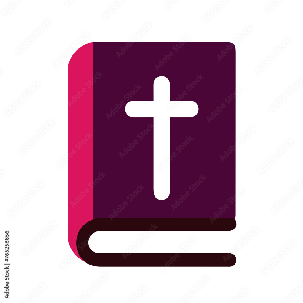 Bible holy book with cross and ribbon flat vector icon illustration Bible holy book with cross and ribbon flat vector icon illustration