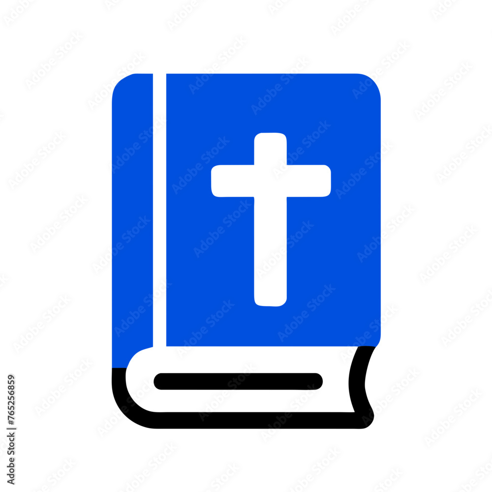Fototapeta premium Gradient Bible holy book with cross and ribbon flat vector icon illustration