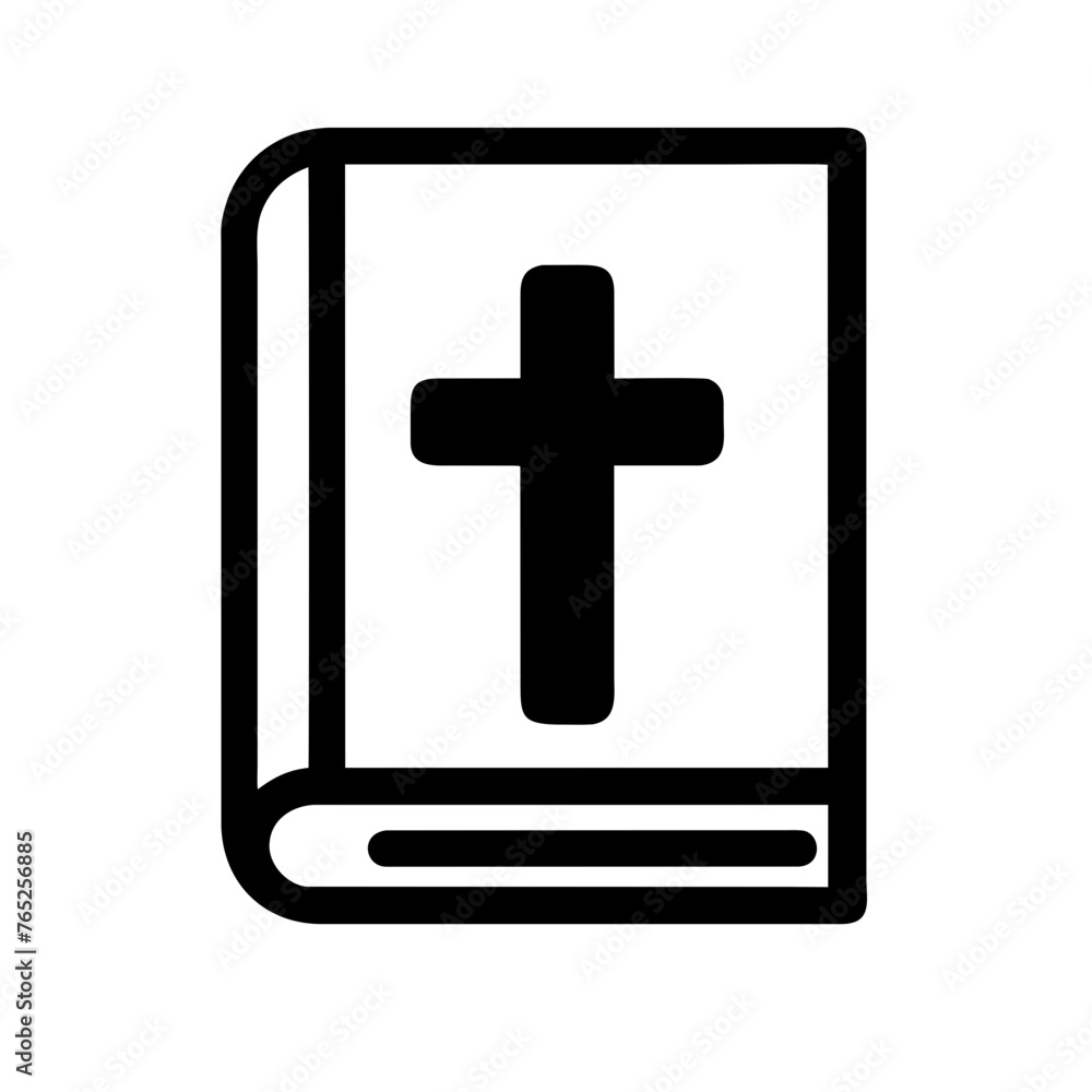 Bible holy book with cross and ribbon flat vector icon illustration Bible holy book with cross and ribbon flat vector icon illustration