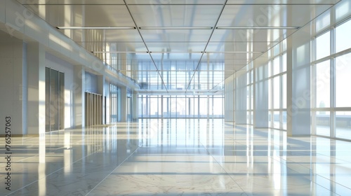 Interior modern empty office building daylight. AI generated image