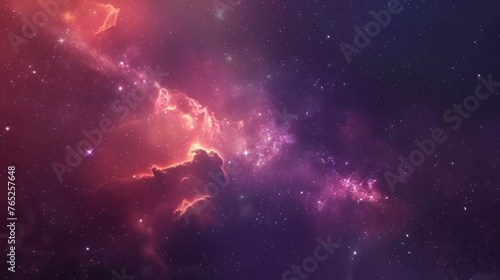 Abstract Space background panoramic, realistic nebula and shining stars. AI generated image © saifur