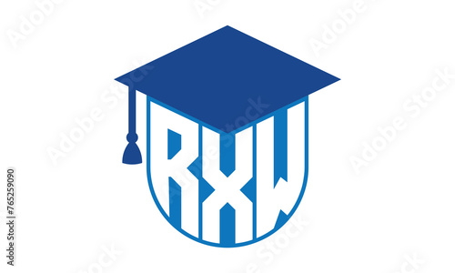 RXW initial letter academic logo design vector template. school college logo, university logo, graduation cap logo, institute logo, educational logo, library logo, teaching logo, book shop, varsity photo