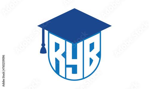 RYB initial letter academic logo design vector template. school college logo, university logo, graduation cap logo, institute logo, educational logo, library logo, teaching logo, book shop, varsity