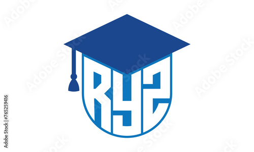 RYZ initial letter academic logo design vector template. school college logo, university logo, graduation cap logo, institute logo, educational logo, library logo, teaching logo, book shop, varsity
