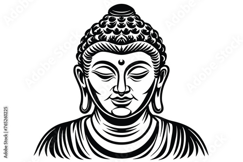 Head of Buddha. Vector illustration isolated on white