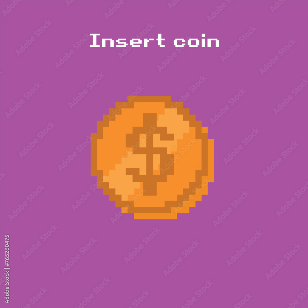 Fototapeta premium pixel art - insert coin - money, investment