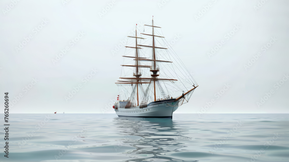 Large White Boat Floating on Top of Water Large White Boat Floating on Top of Water