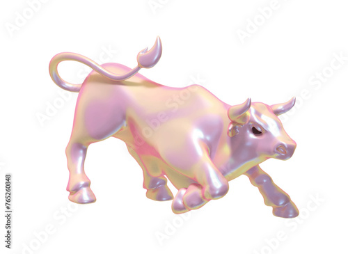 Bull realistic 3d cartoon style. Bull isolated on white background. Vector illustration