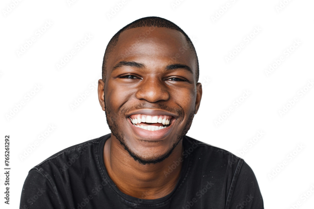 Cheerful happy african millennial man laughing looking at camera isolated on studio blank background funny young black guy with healthy teeth beaming orthodontic white wide smile head shot portrait Cheerful happy african millennial man laughing looking at camera isolated on studio blank background funny young black guy with healthy teeth beaming orthodontic white wide smile head shot portrait