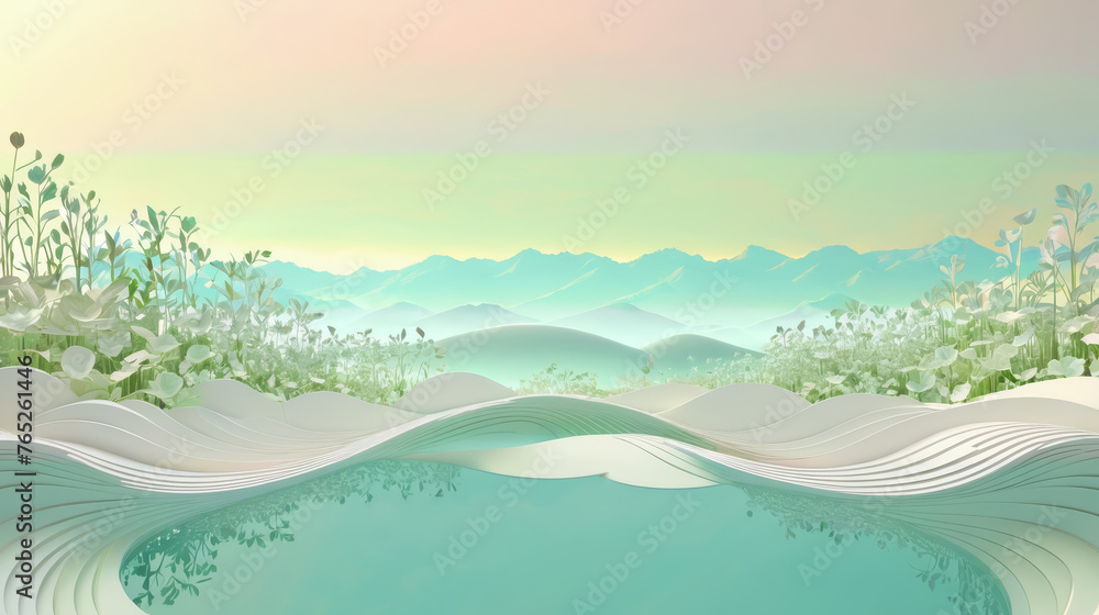 Majestic Landscape With Mountains and Body of Water Majestic Landscape With Mountains and Body of Water