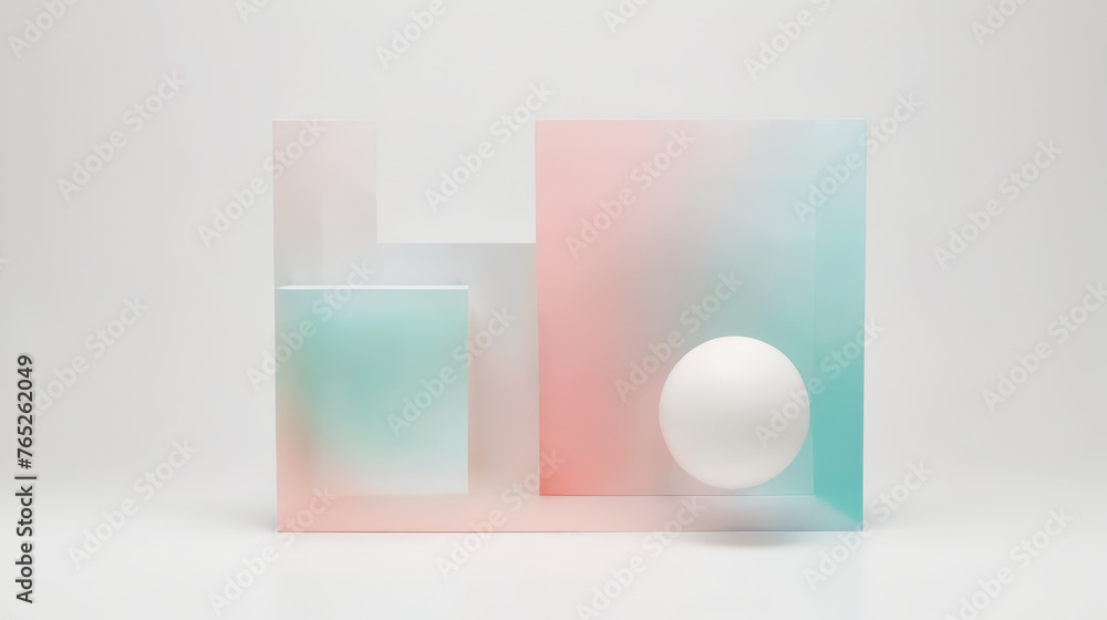 White Ball Resting on Glass Block White Ball Resting on Glass Block