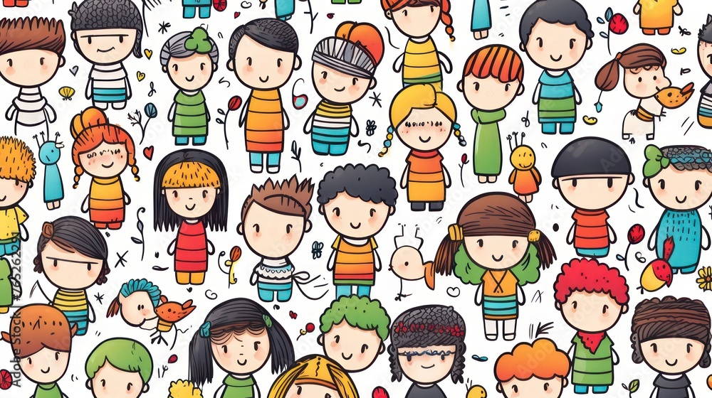 Cartoon illustration design of a child in colorful clothes, on a white background. Cartoon illustration design of a child in colorful clothes, on a white background.