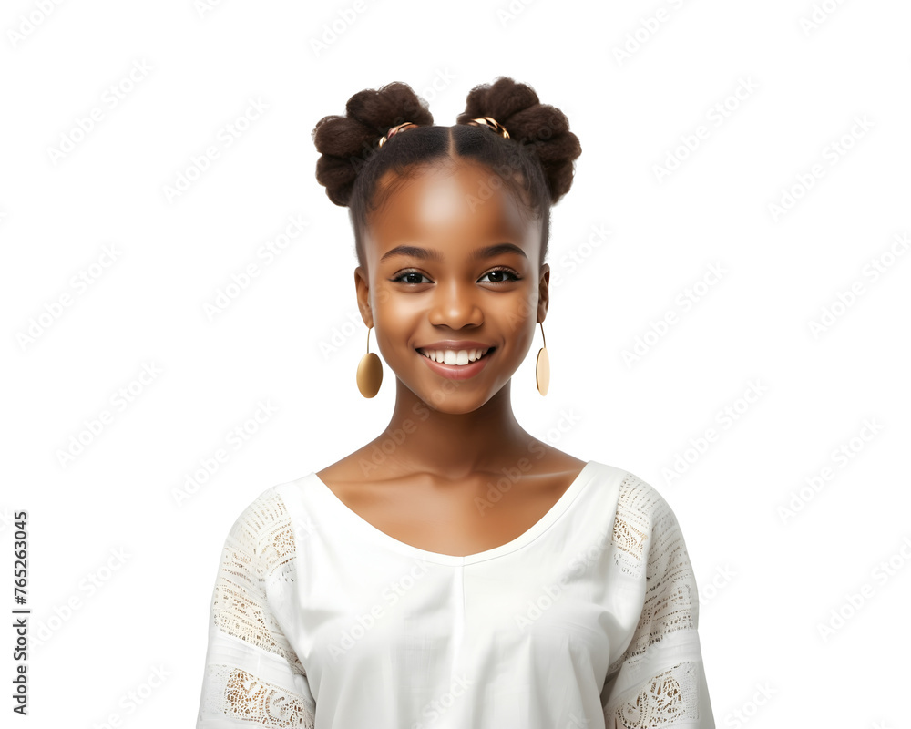 Portrait of happy young african girl smiling on transparent background. Portrait of happy young african girl smiling on transparent background.