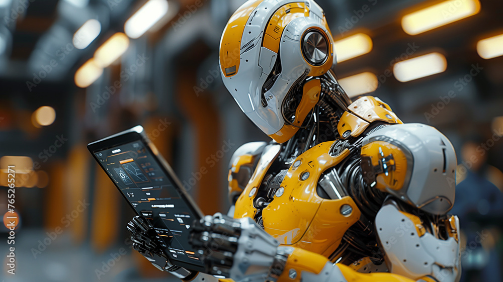 Robotic productivity: Advanced AI demonstrates seamless work processes in animation. Robotic productivity: Advanced AI demonstrates seamless work processes in animation.