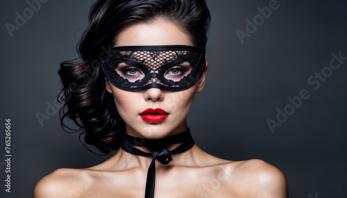Bannergrafik, BDSM, Frau mit Maske 