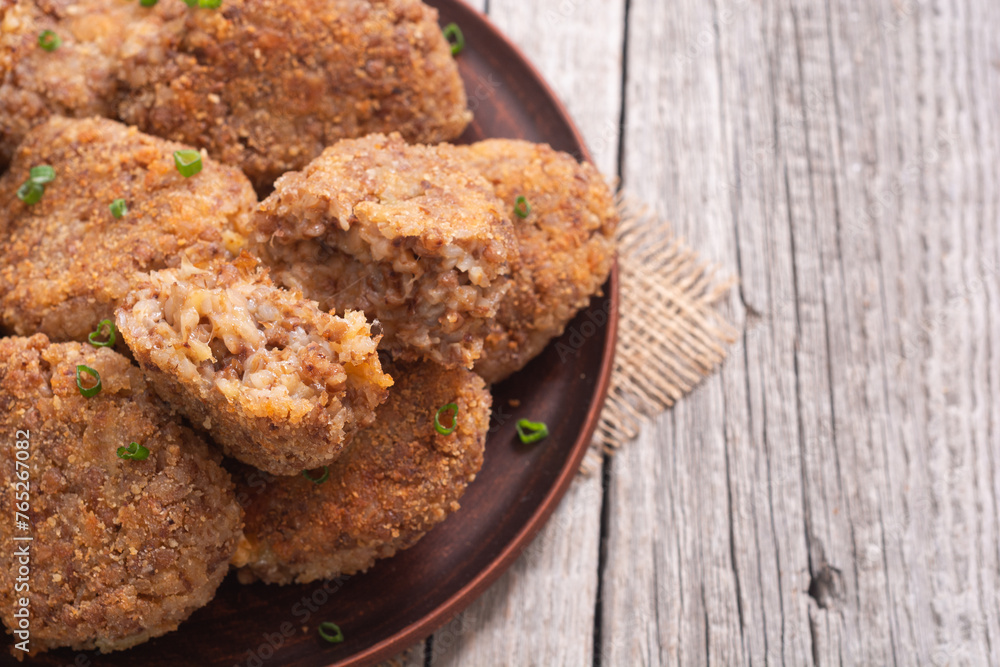 Fried buckwheat cutlets