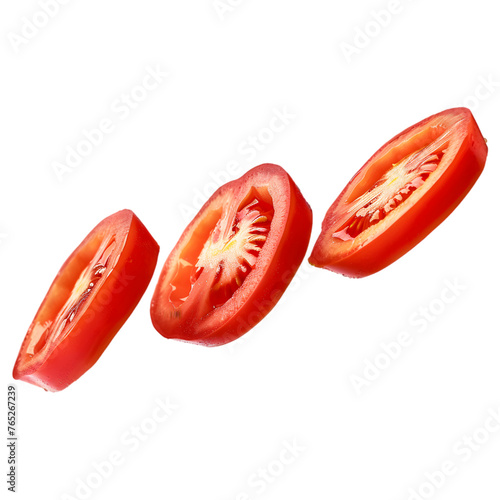 slices of tomato on white transparent background