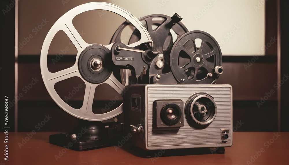 Vintage Retro Film Projector And Reels Nostalgic Upscaled 4