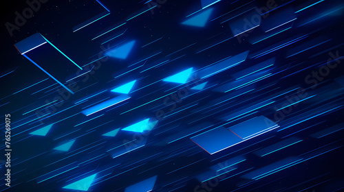 Geometric pattern blue science fiction background