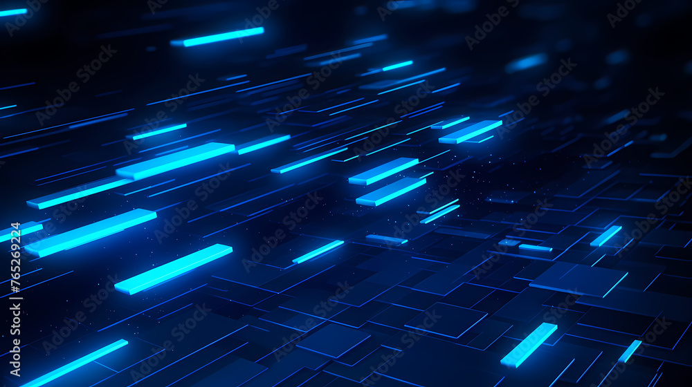 Fototapeta premium Geometric pattern blue science fiction background