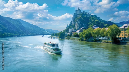 Exploring the Danube River in Austria through a scenic river cruise. © Emil