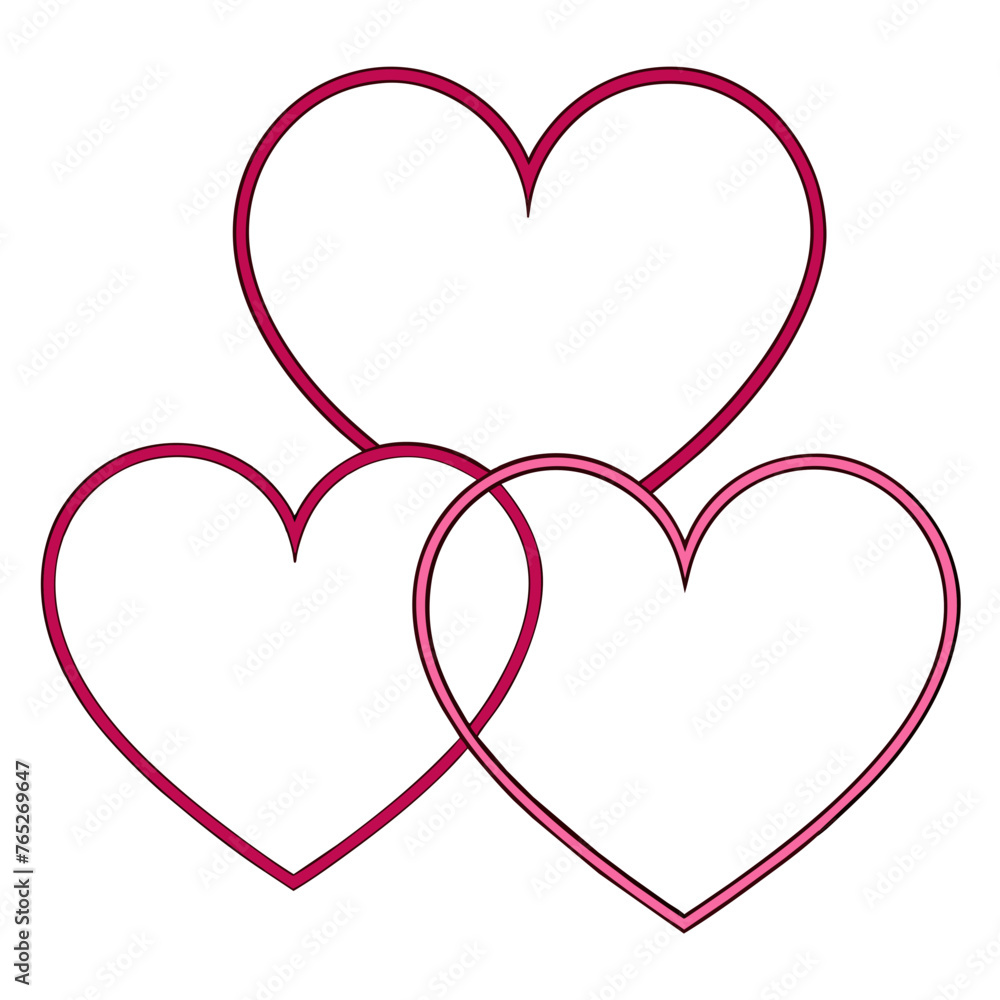 Hearts Outlines on White Background Hearts Outlines on White Background