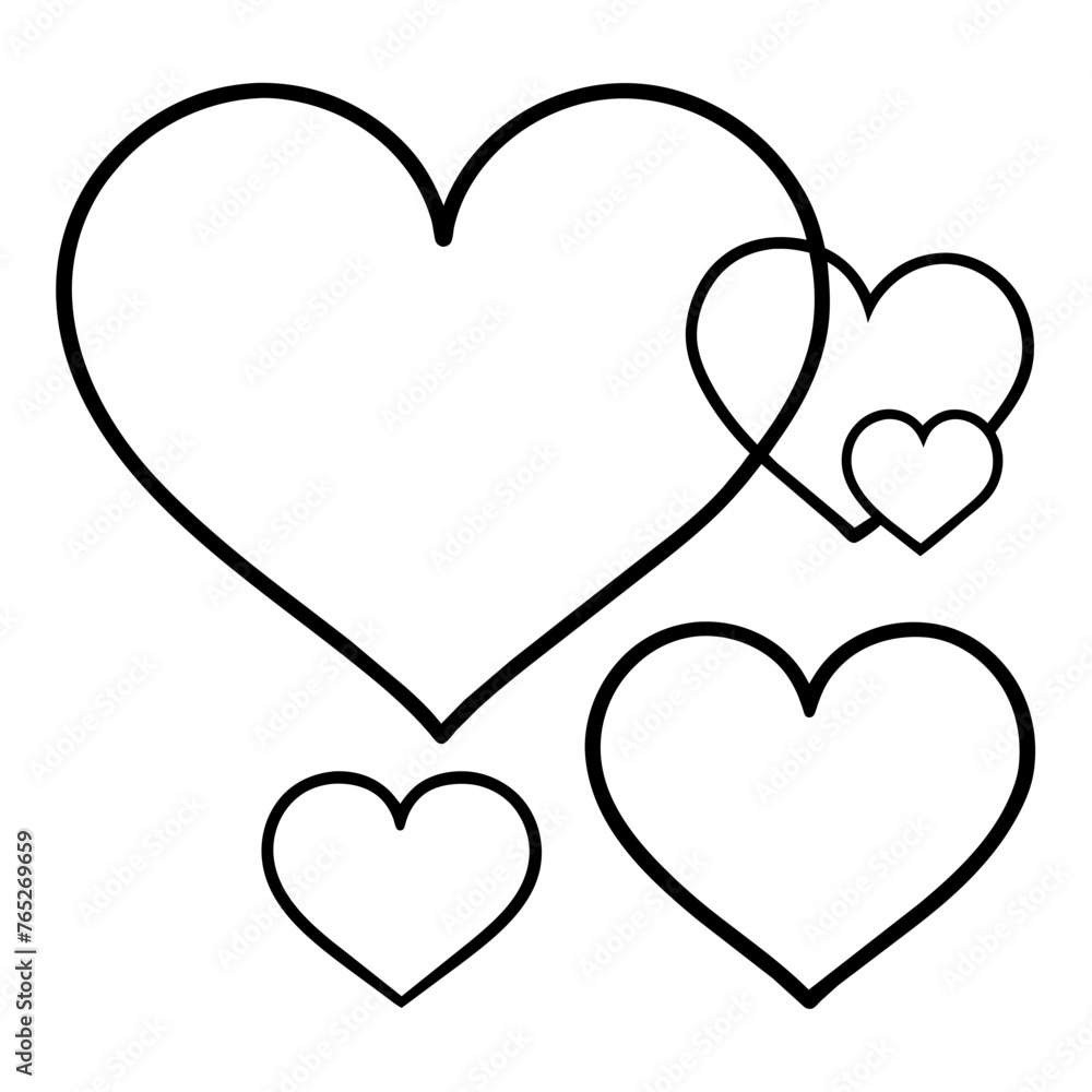 Hearts Outlines on White Background Hearts Outlines on White Background