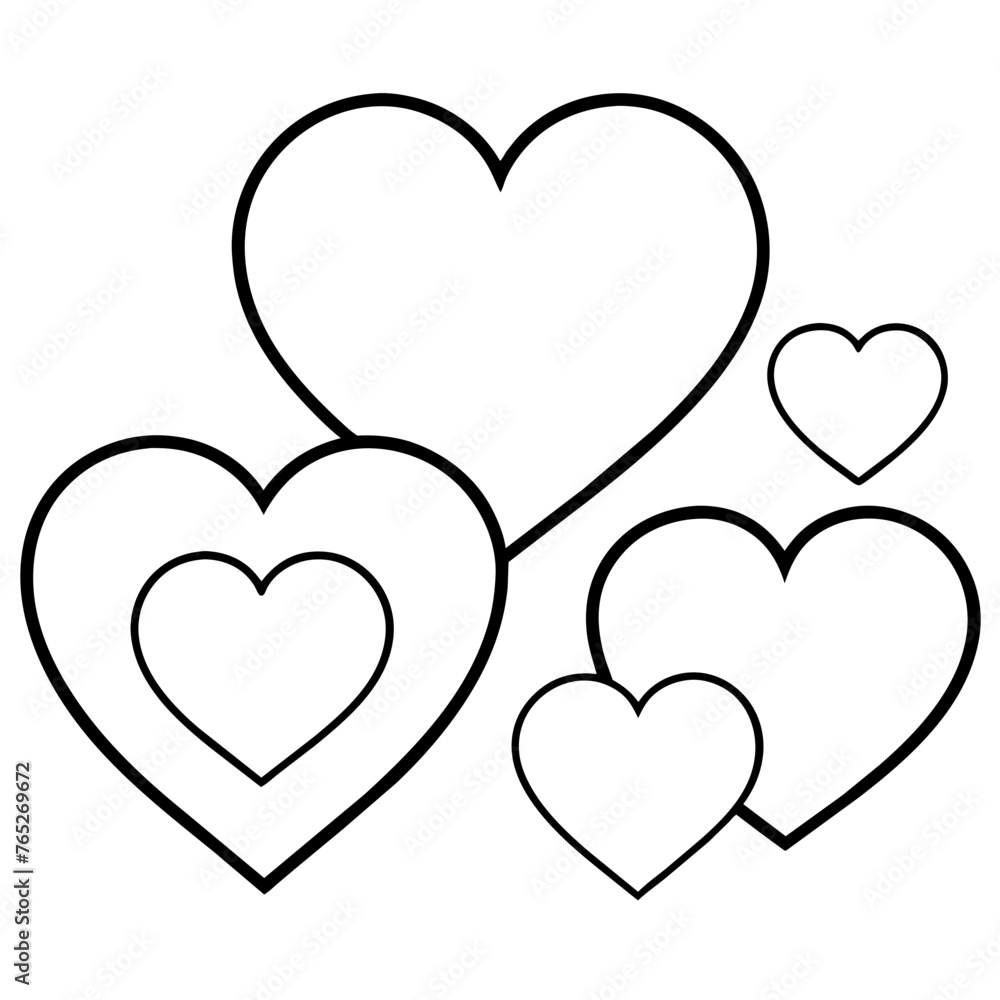 Hearts Outlines on White Background Hearts Outlines on White Background