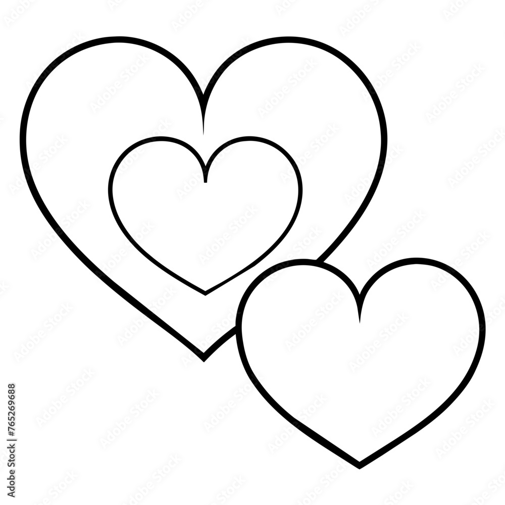 Hearts Outlines on White Background Hearts Outlines on White Background