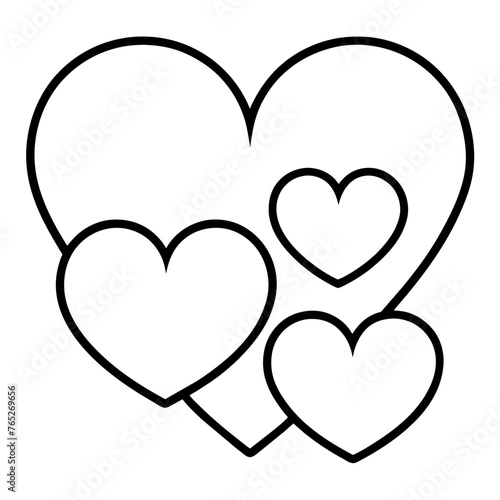 Hearts Outlines on White Background