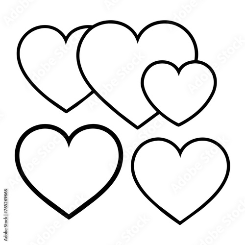 Hearts Outlines on White Background