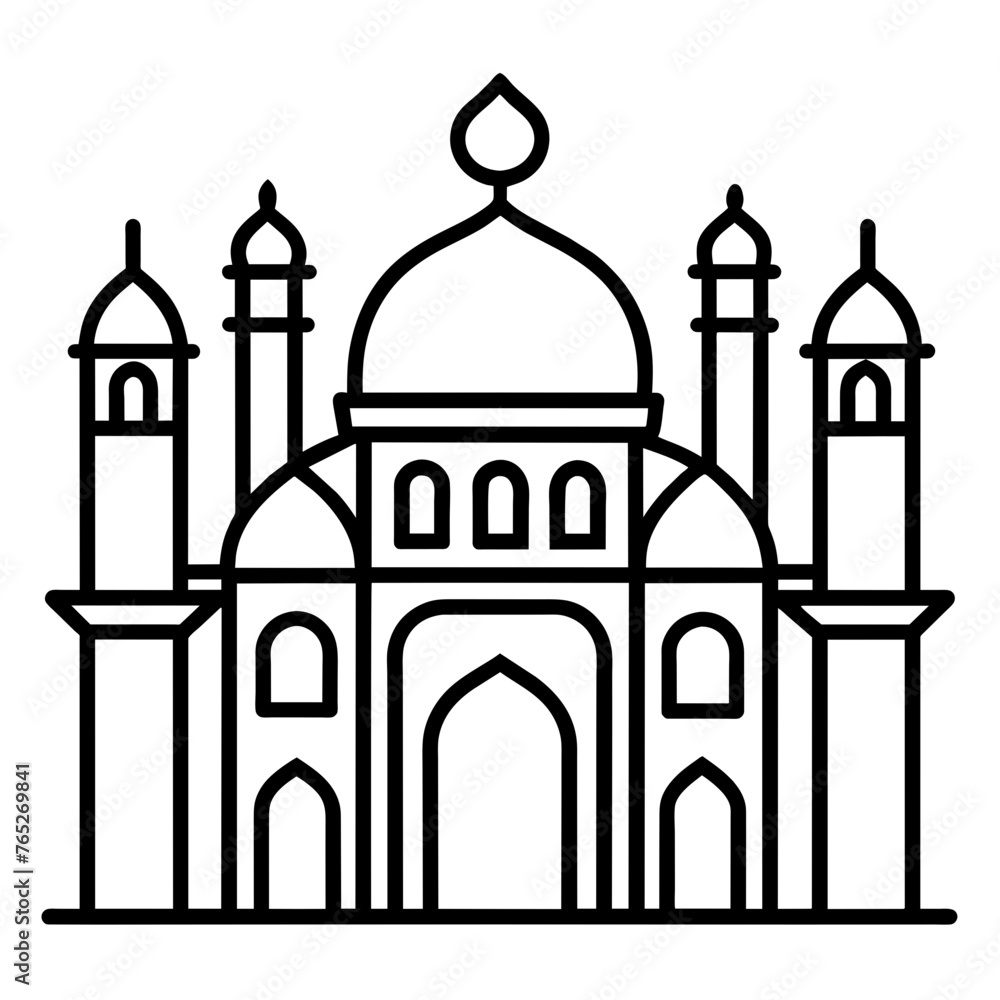 Masjid Outline vector illustration Masjid Outline vector illustration